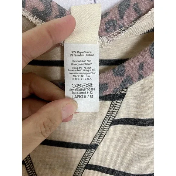 7th Ray Women's L Color Animal/Camo/Striped Print Blocking Long Sleeved Top - Picture 3 of 8